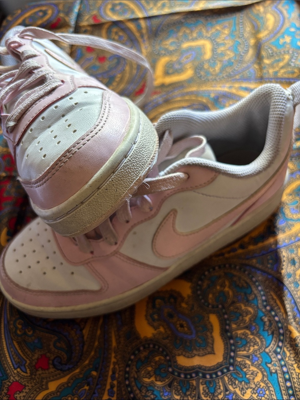Nike Women's Light Pink and White Low-Top Sneakers